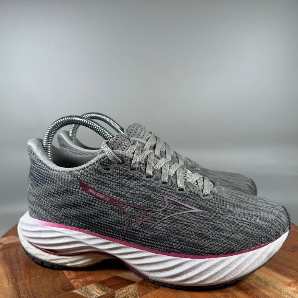 Mizuno Wave Rider 28 Womens Running Shoes Grey Pink J1GD240324 Size 8